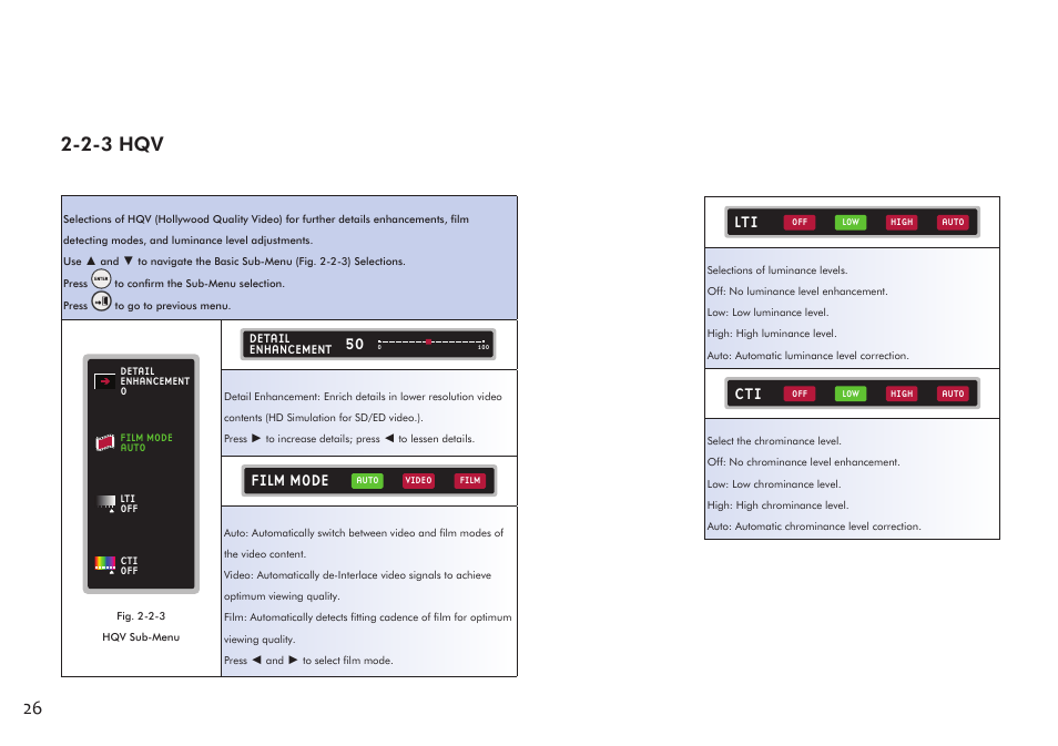 2-3 hqv, Film mode | VIEWSONIC Precision VS11856 User Manual | Page 30 / 60
