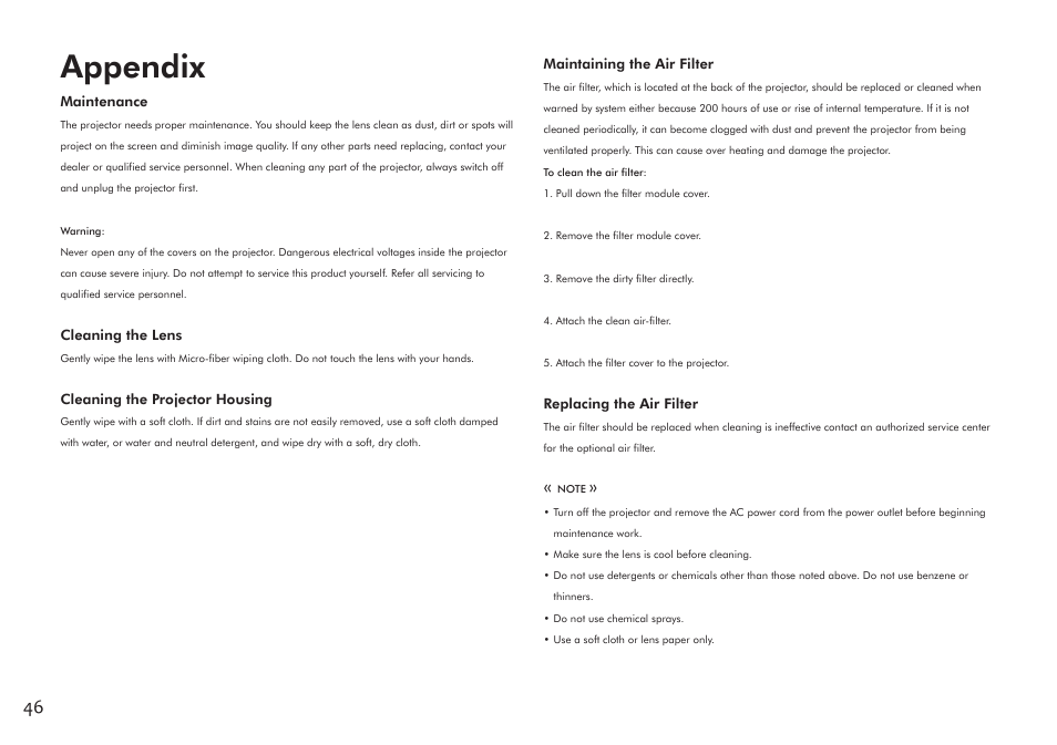 Appendix | VIEWSONIC Precision VS11856 User Manual | Page 50 / 60