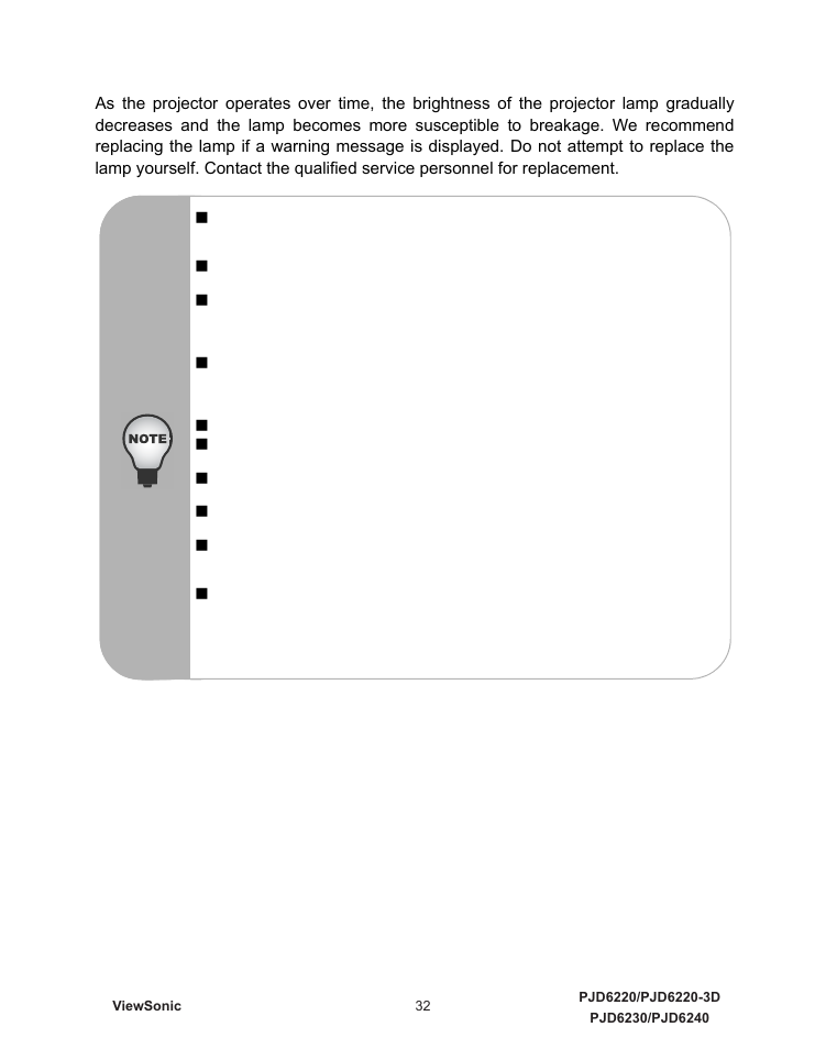 Replacing the lamp | VIEWSONIC VS11986 User Manual | Page 39 / 55