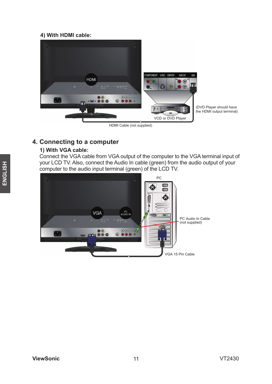 Connecting to a computer | VIEWSONIC VS12464-1G User Manual | Page 13 / 26