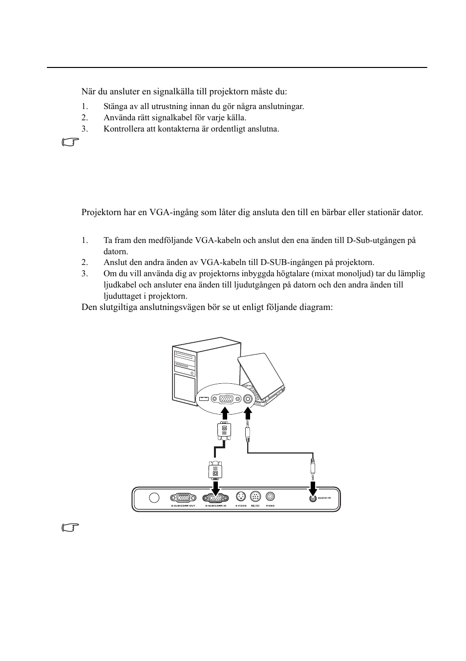 Anslutning, Ansluta en dator eller monitor, Ansluta en dator | VIEWSONIC VS11959 User Manual | Page 17 / 57