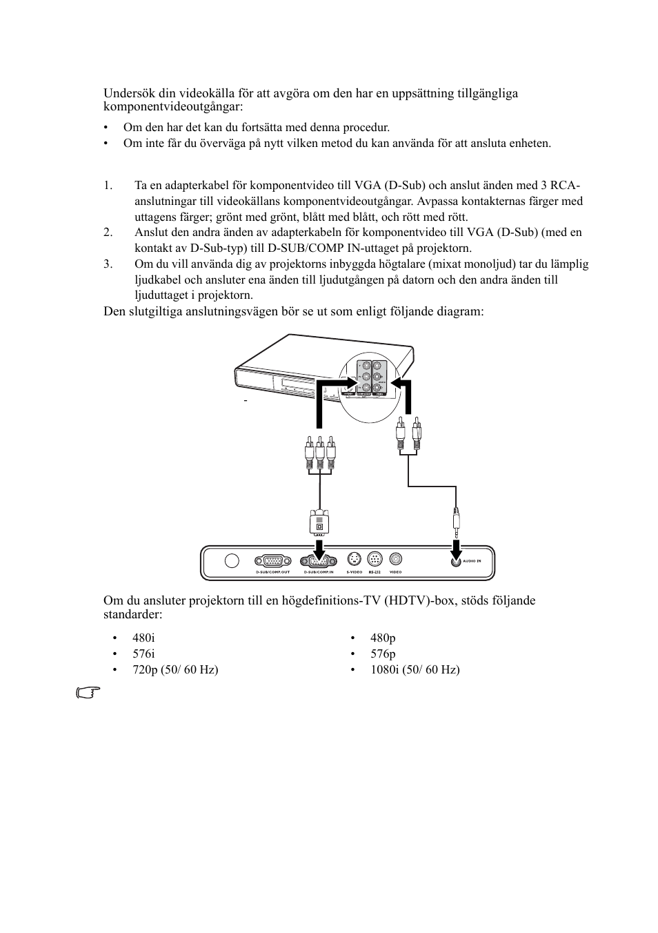 Ansluta en komponentvideokälla | VIEWSONIC VS11959 User Manual | Page 20 / 57