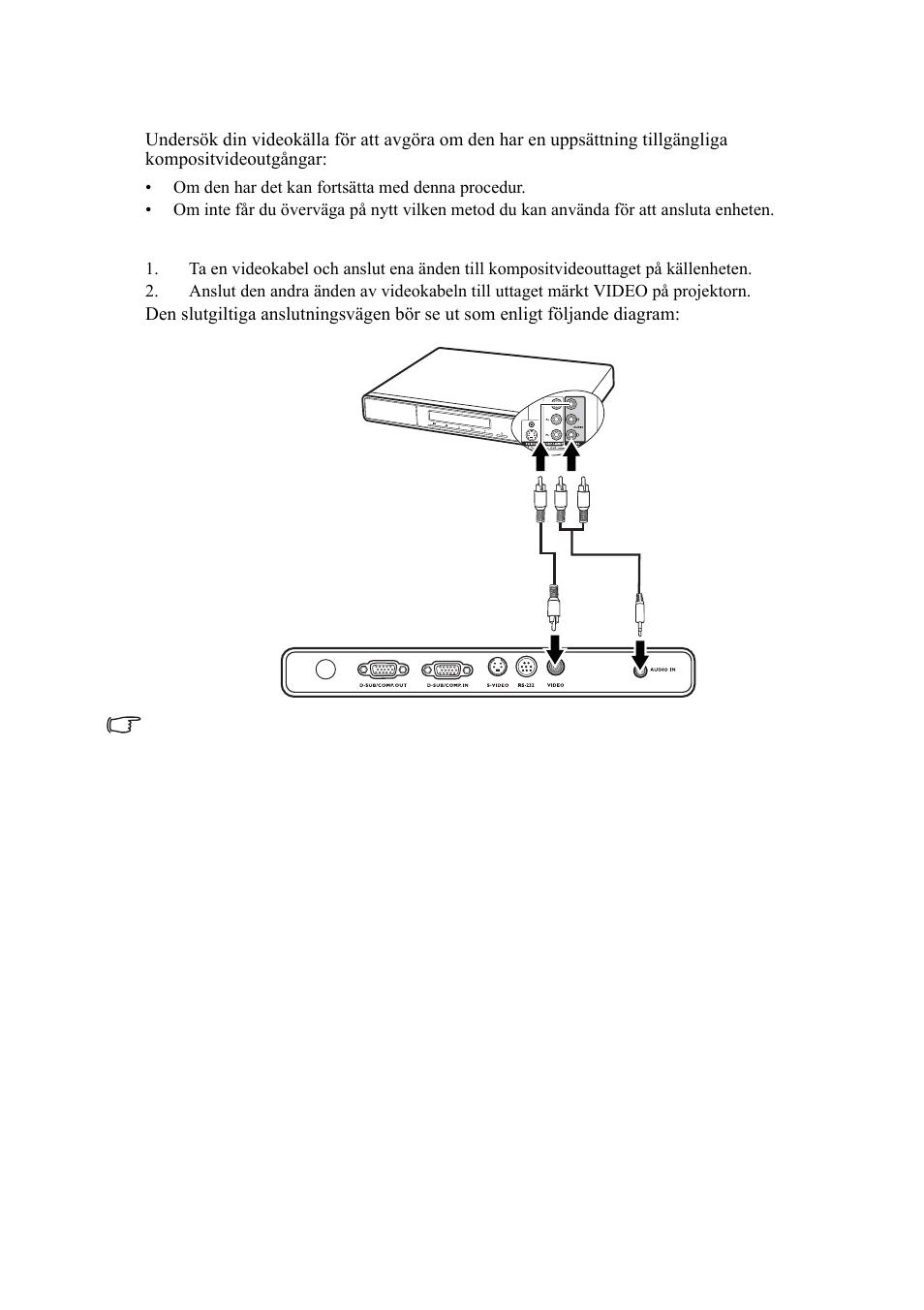 Ansluta en kompositvideokälla | VIEWSONIC VS11959 User Manual | Page 22 / 57