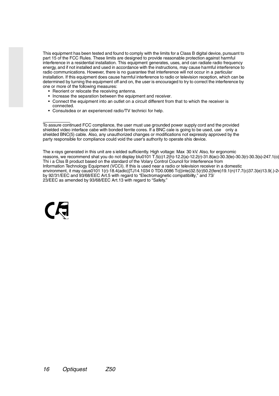 Fcc information | VIEWSONIC Optiquest Z50 User Manual | Page 17 / 18