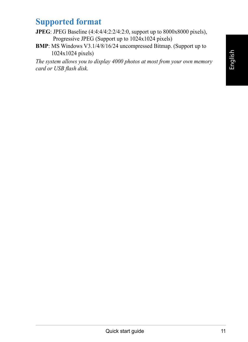 Supported format | VIEWSONIC DPX1002 User Manual | Page 11 / 47