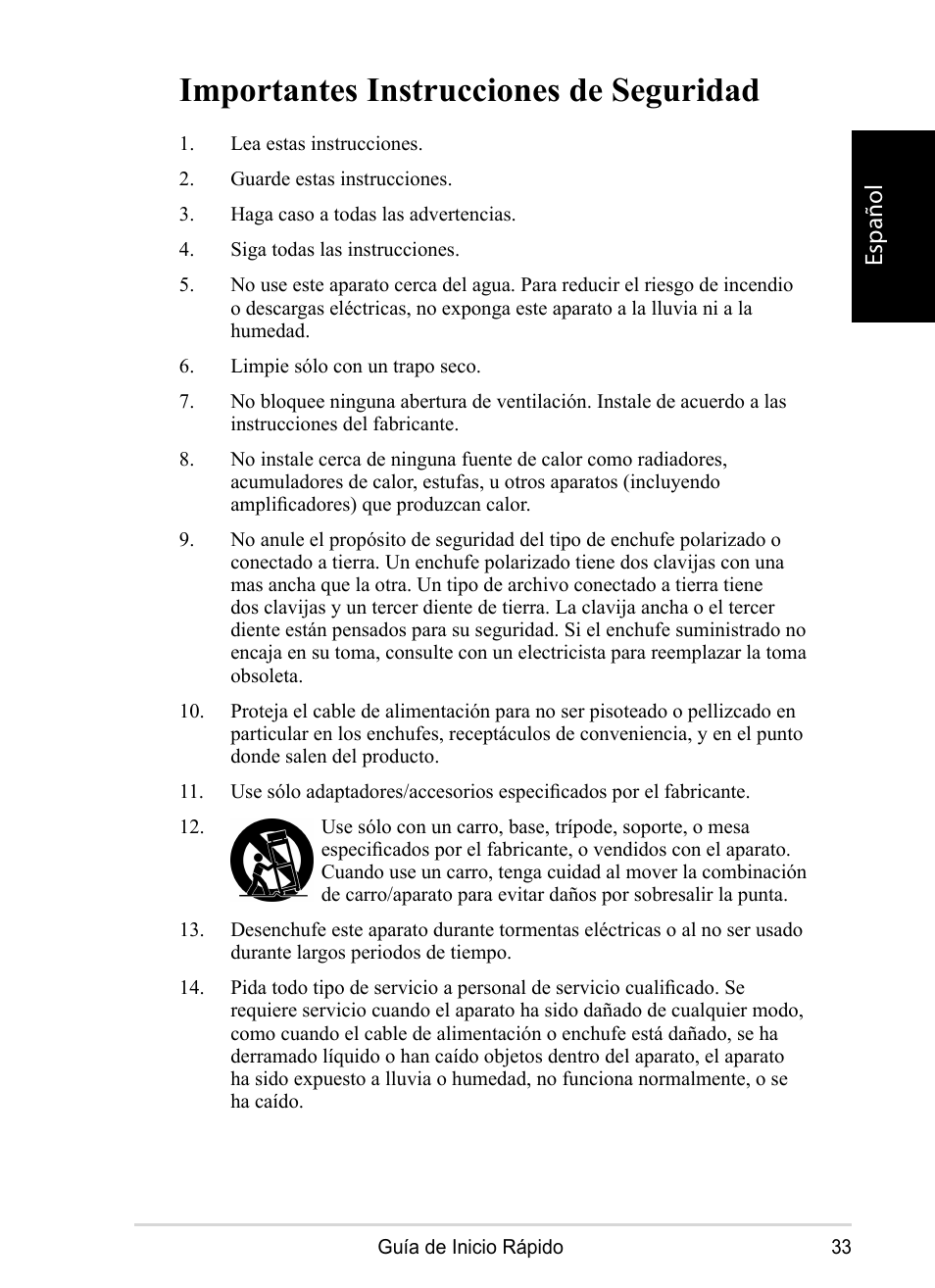 Importantes instrucciones de seguridad, Español | VIEWSONIC DPX1002 User Manual | Page 33 / 47