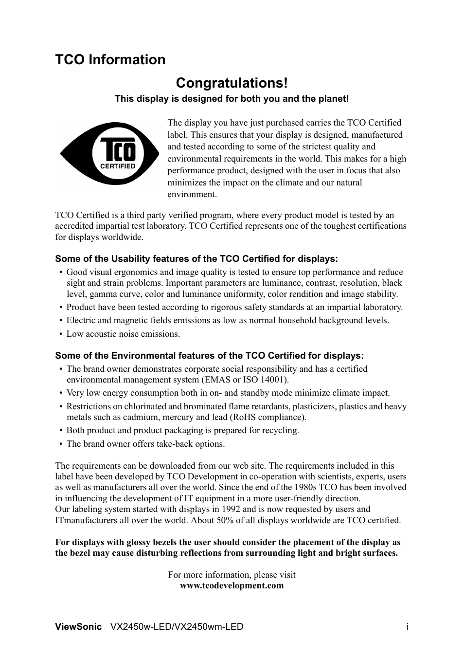 VIEWSONIC VX2450wm-LED User Manual | Page 2 / 27