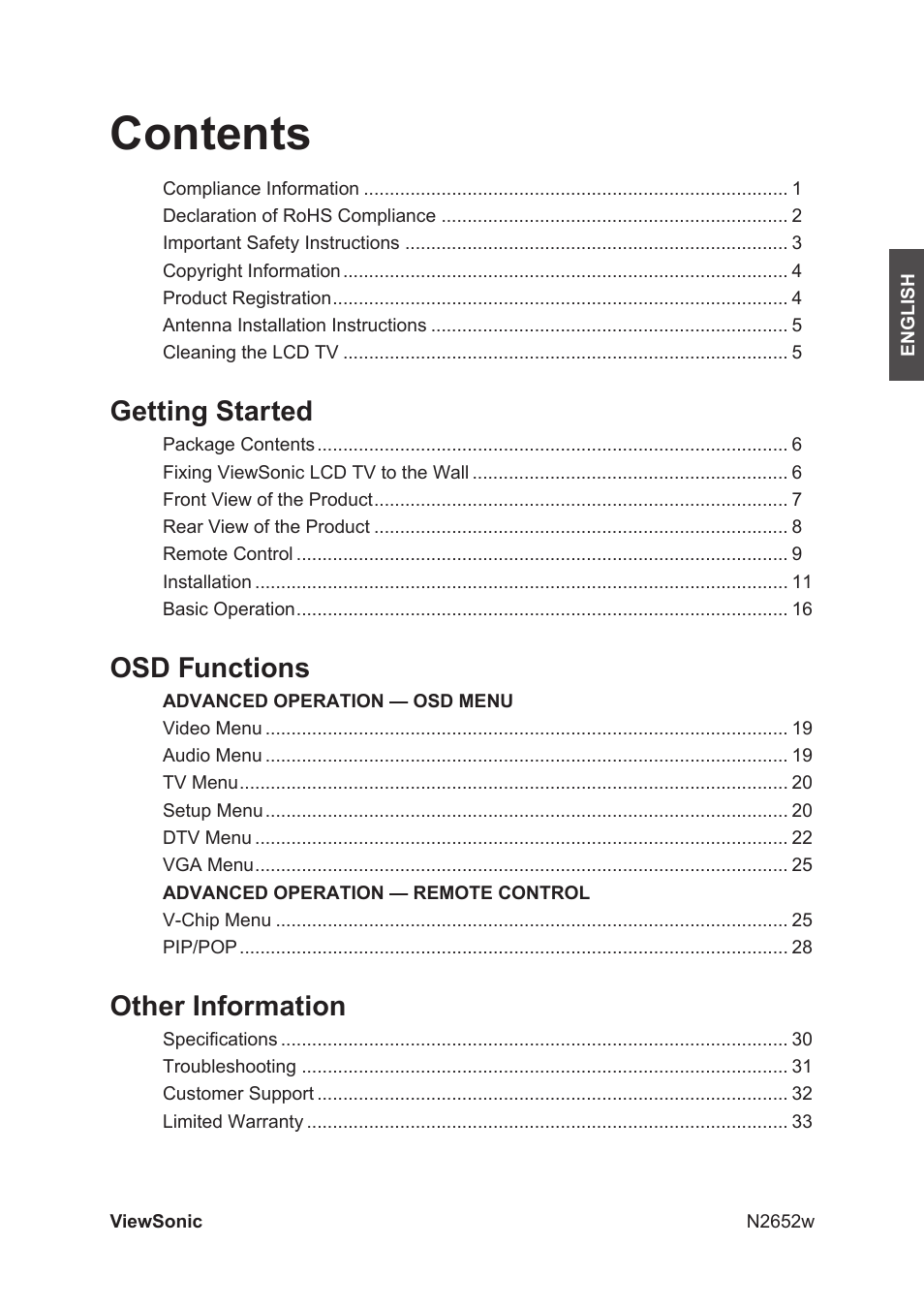 VIEWSONIC VS11620-1M User Manual | Page 2 / 36