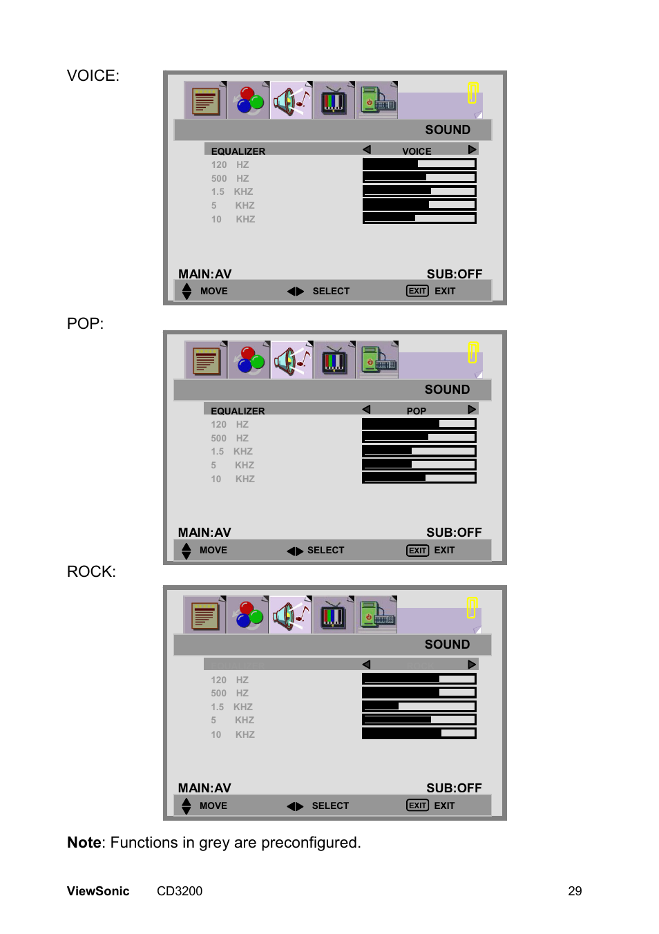 Sound main:av sub:off | VIEWSONIC VS11857 User Manual | Page 32 / 66