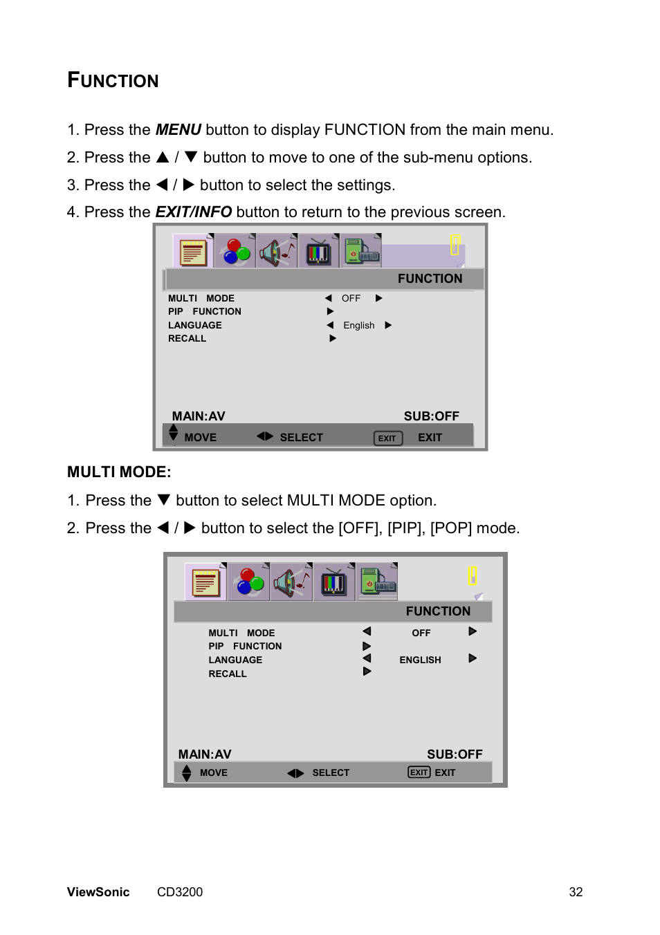 Unction | VIEWSONIC VS11857 User Manual | Page 35 / 66
