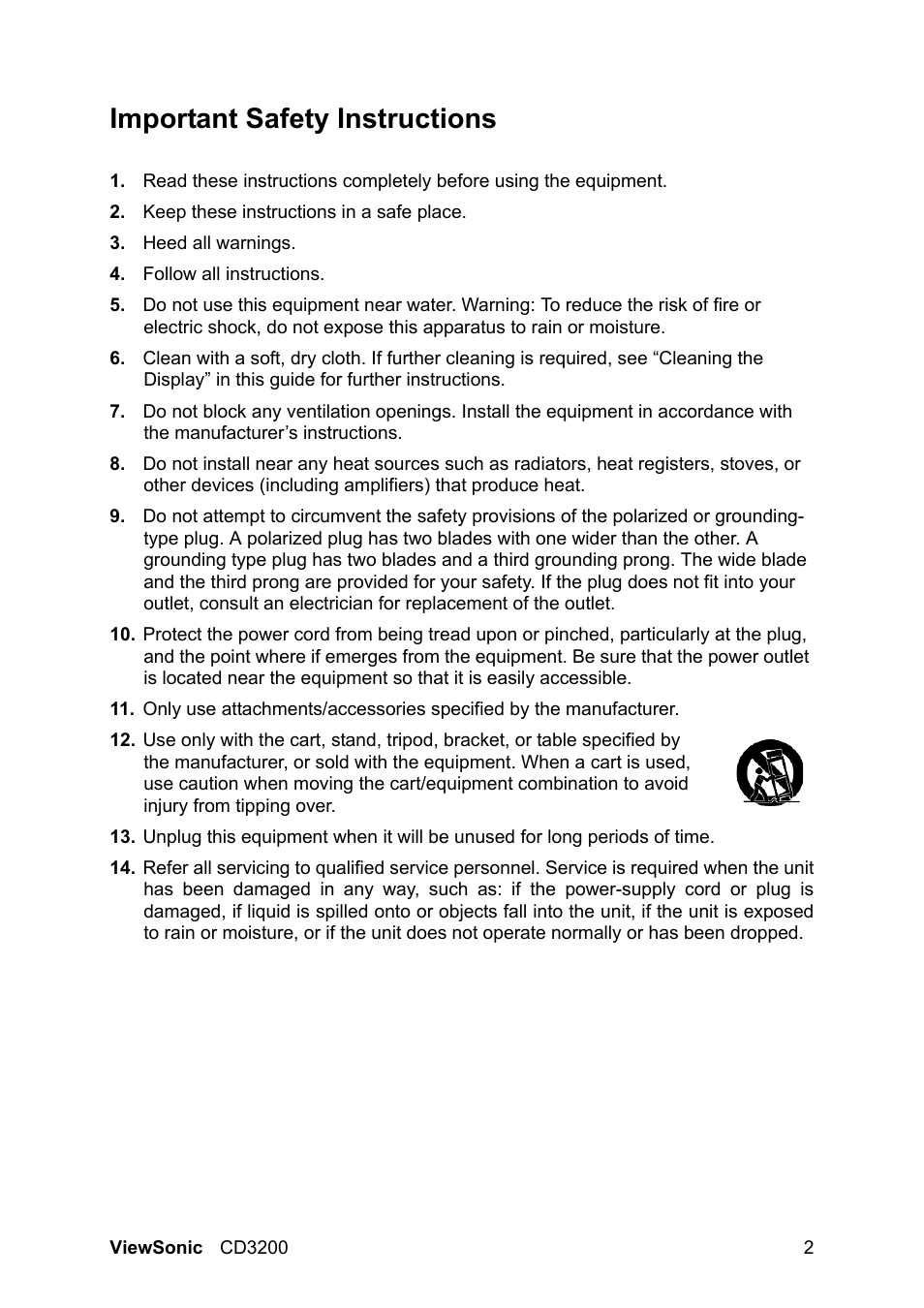 Important safety instructions | VIEWSONIC VS11857 User Manual | Page 5 / 66