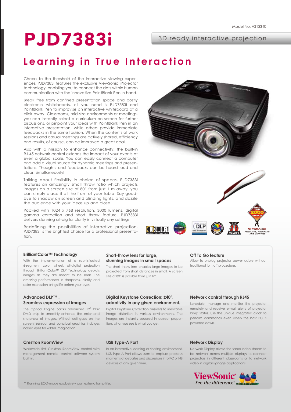 VIEWSONIC VS13340 User Manual | 2 pages