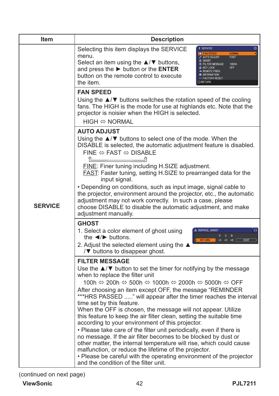 VIEWSONIC PJL7211 User Manual | Page 47 / 71