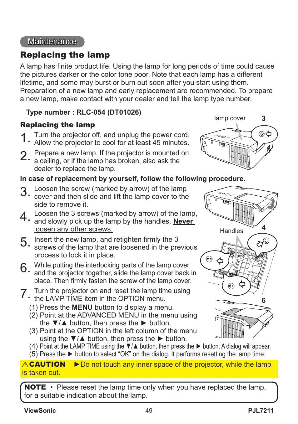 VIEWSONIC PJL7211 User Manual | Page 54 / 71