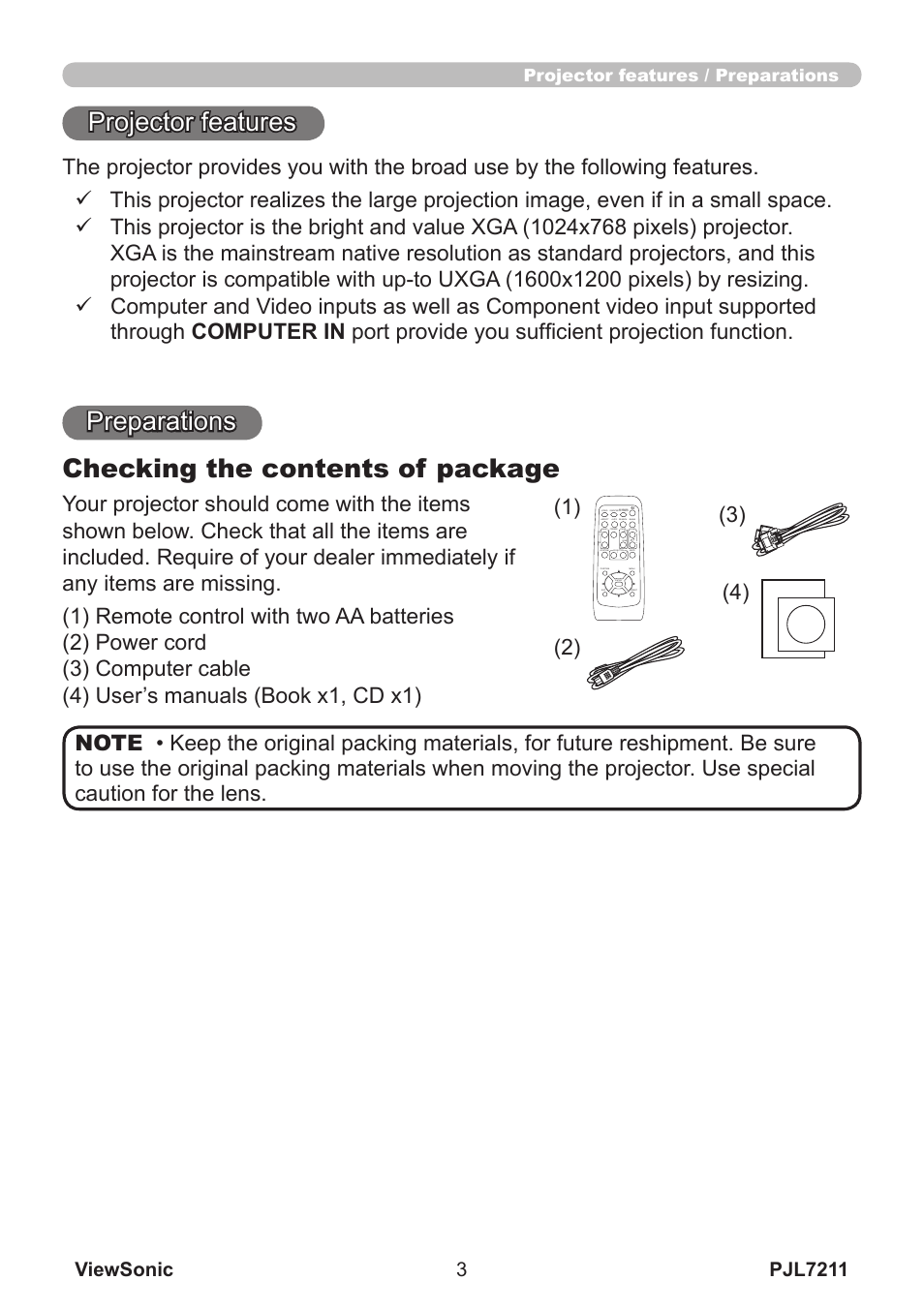 VIEWSONIC PJL7211 User Manual | Page 8 / 71