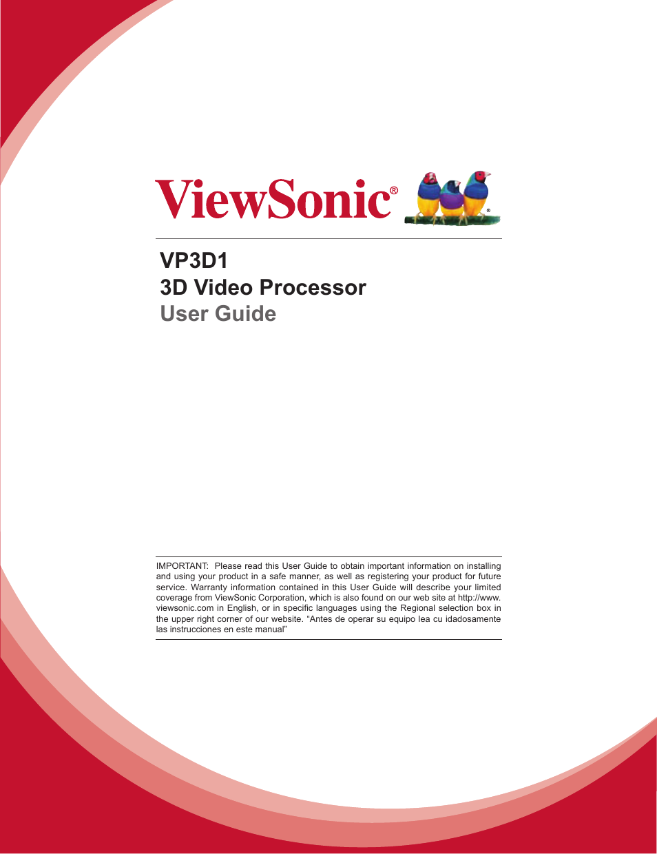 VIEWSONIC VP3D1 User Manual | 18 pages