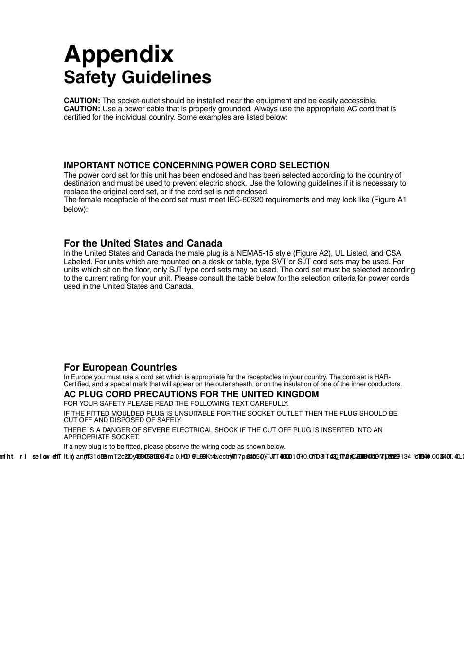 Appendix, Safety guidelines, For the united states and canada | For european countries, Important notice concerning power cord selection, Ac plug cord precautions for the united kingdom | VIEWSONIC P95f+ User Manual | Page 17 / 19