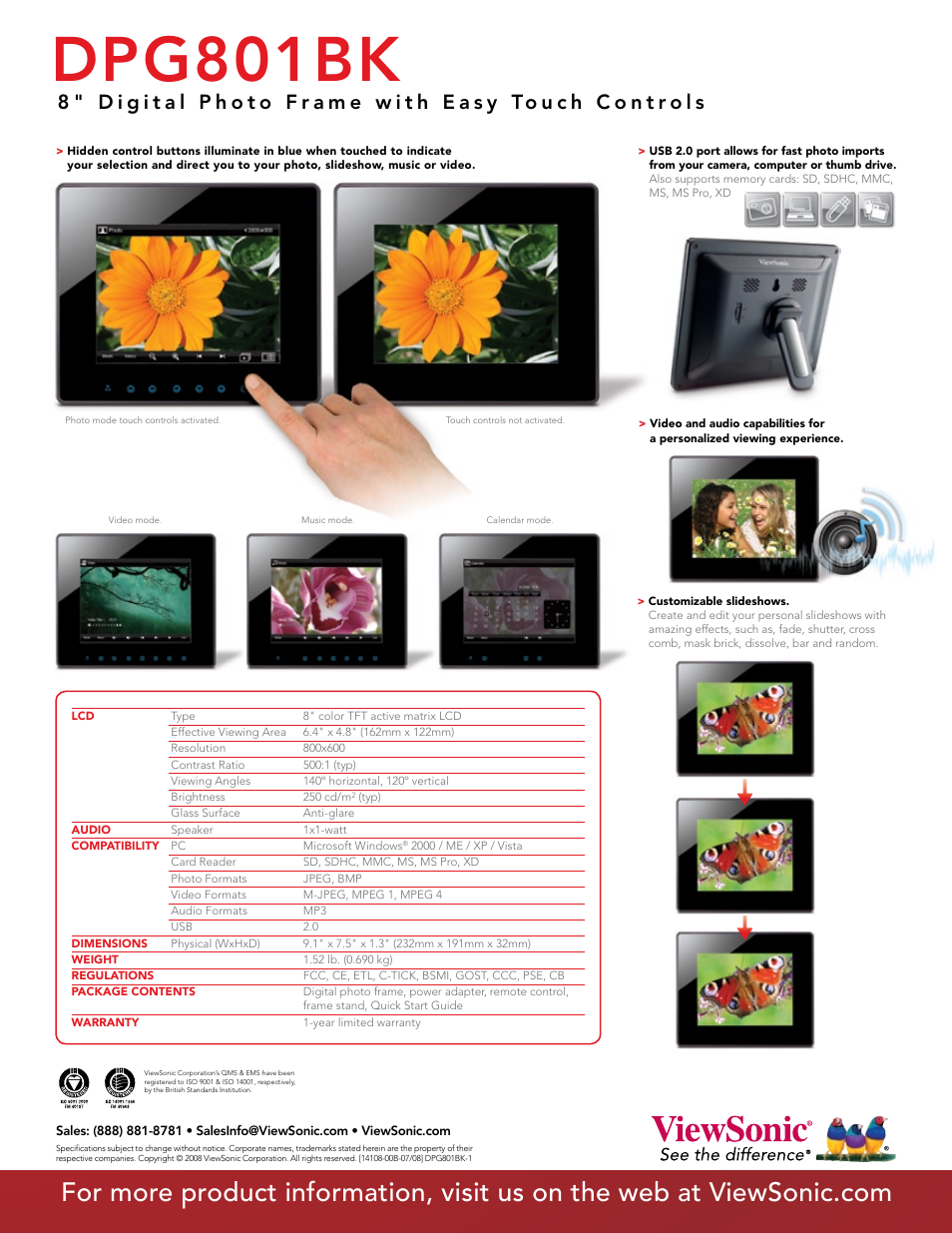 Dpg801bk | VIEWSONIC DPG801BK User Manual | Page 2 / 2