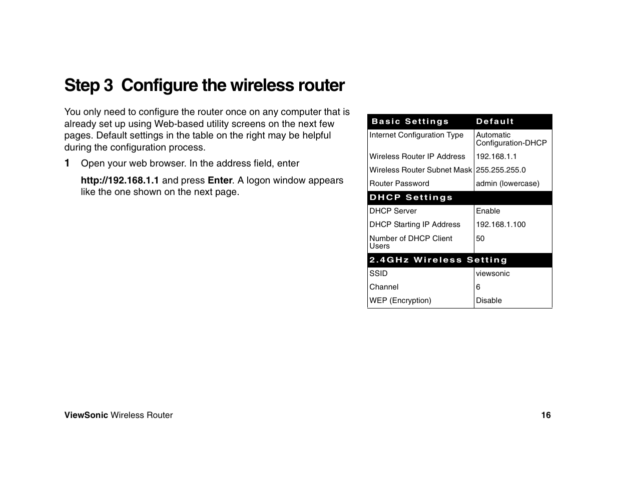 Step 3 configure the wireless router | VIEWSONIC WR100 User Manual | Page 20 / 66