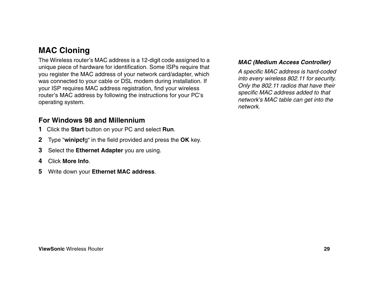 Mac cloning | VIEWSONIC WR100 User Manual | Page 33 / 66