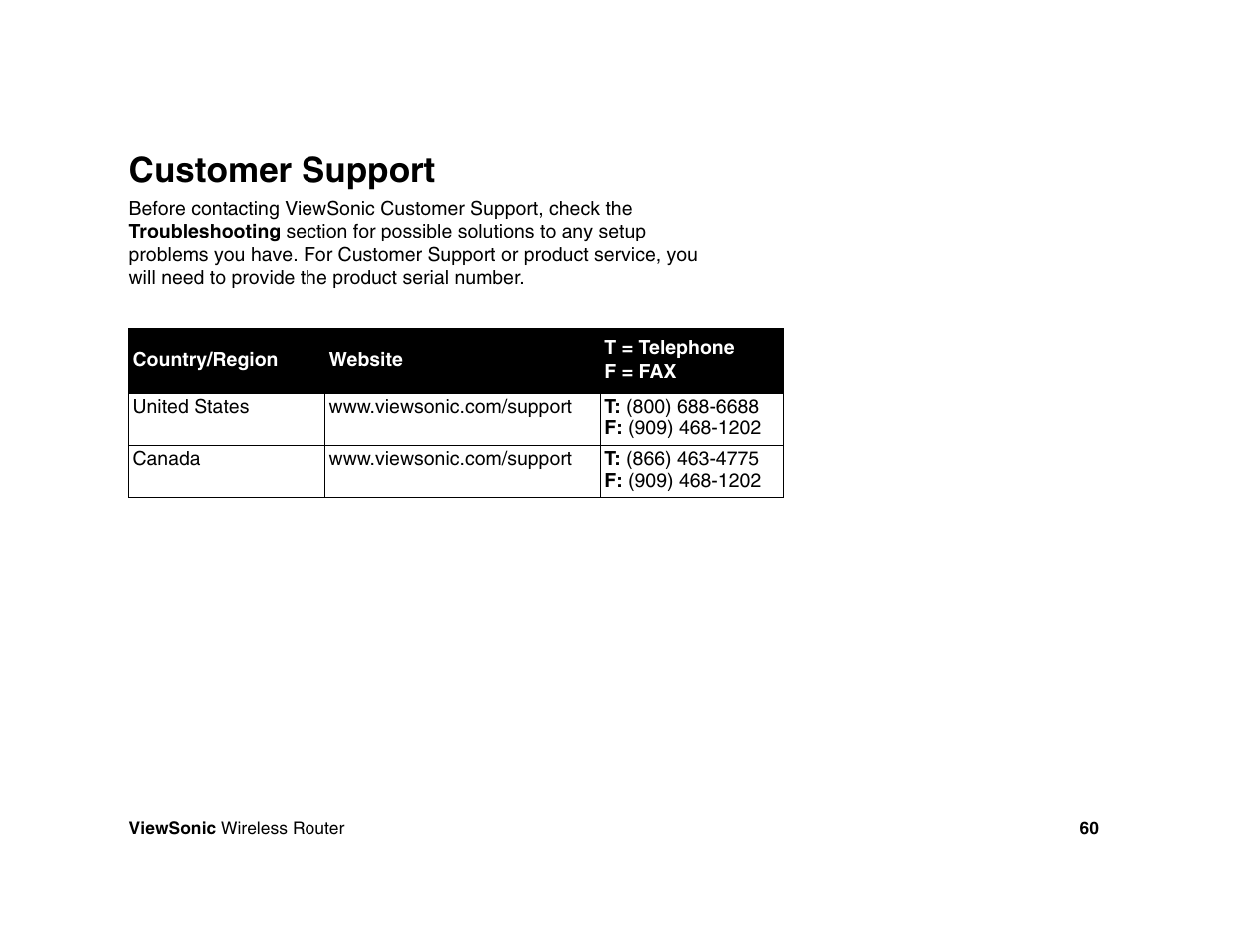 Customer support | VIEWSONIC WR100 User Manual | Page 64 / 66