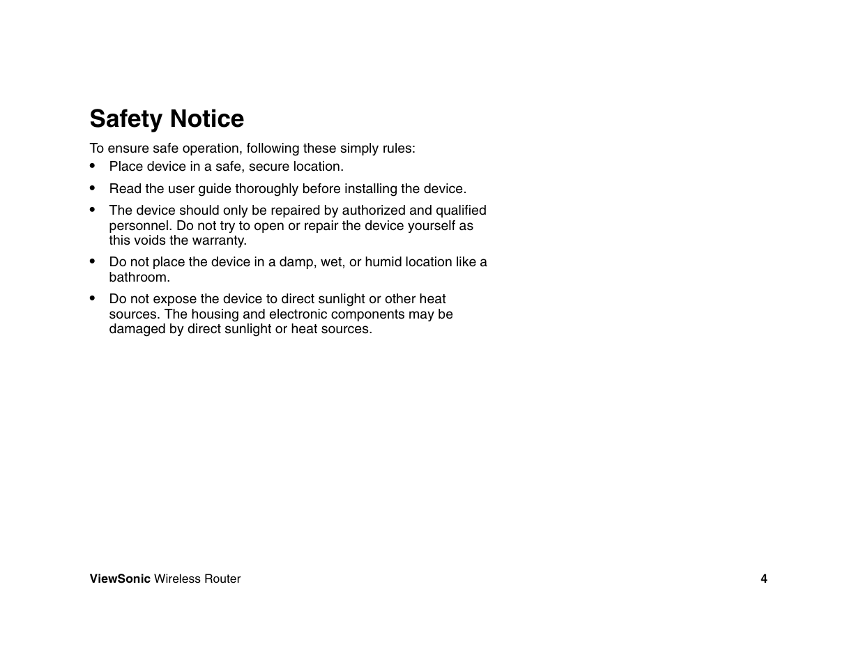 Safety notice | VIEWSONIC WR100 User Manual | Page 8 / 66