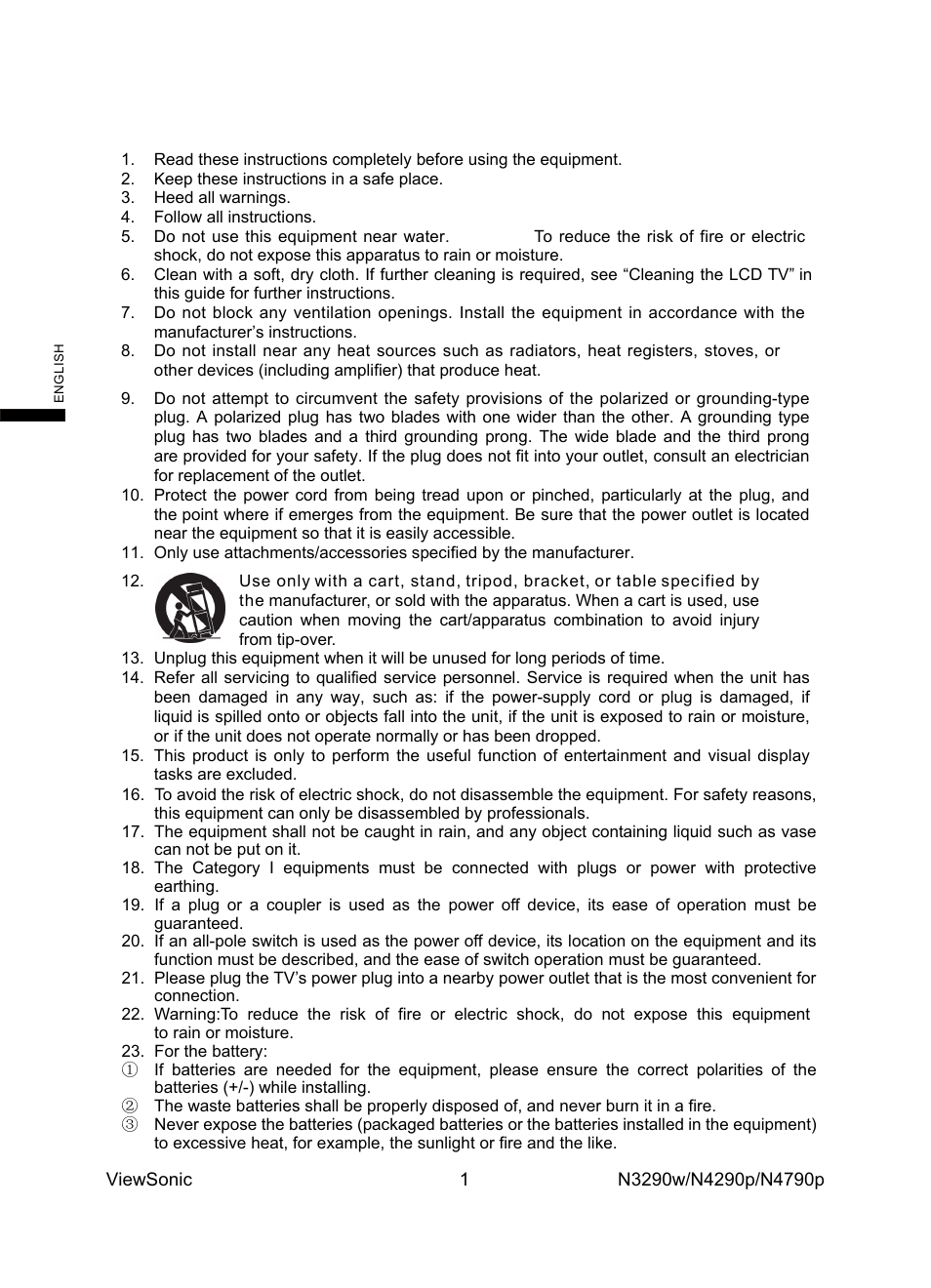 Important safety instructions | VIEWSONIC N4785P User Manual | Page 3 / 31