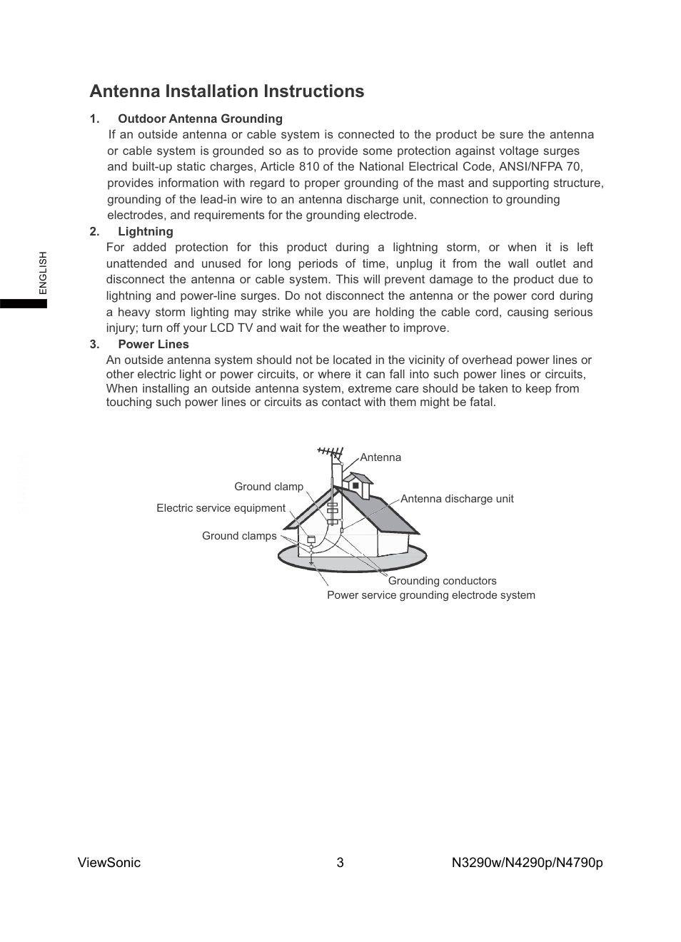 Antenna installation instructions | VIEWSONIC N4785P User Manual | Page 5 / 31