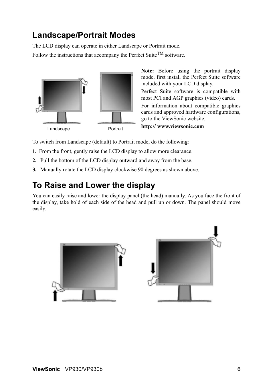 Landscape/portrait modes | VIEWSONIC VS10725 User Manual | Page 9 / 23