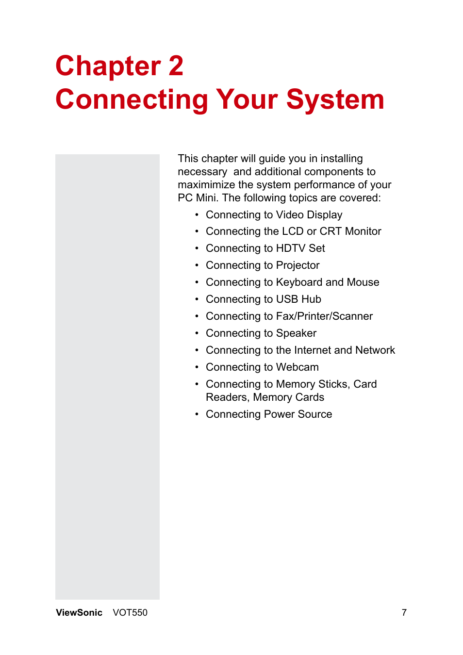 Chapter 2 connecting your system | VIEWSONIC VS12663 User Manual | Page 13 / 52