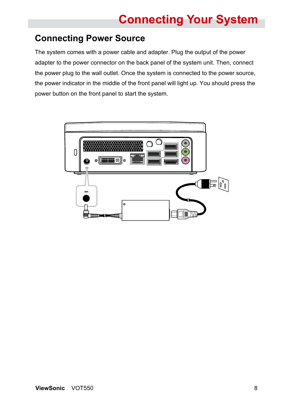 Connecting your system, Connecting power source | VIEWSONIC VS12663 User Manual | Page 14 / 52