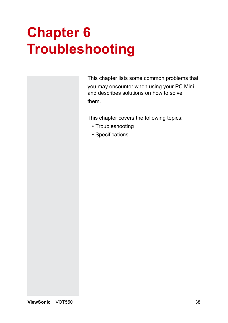 Chapter 6 troubleshooting | VIEWSONIC VS12663 User Manual | Page 44 / 52