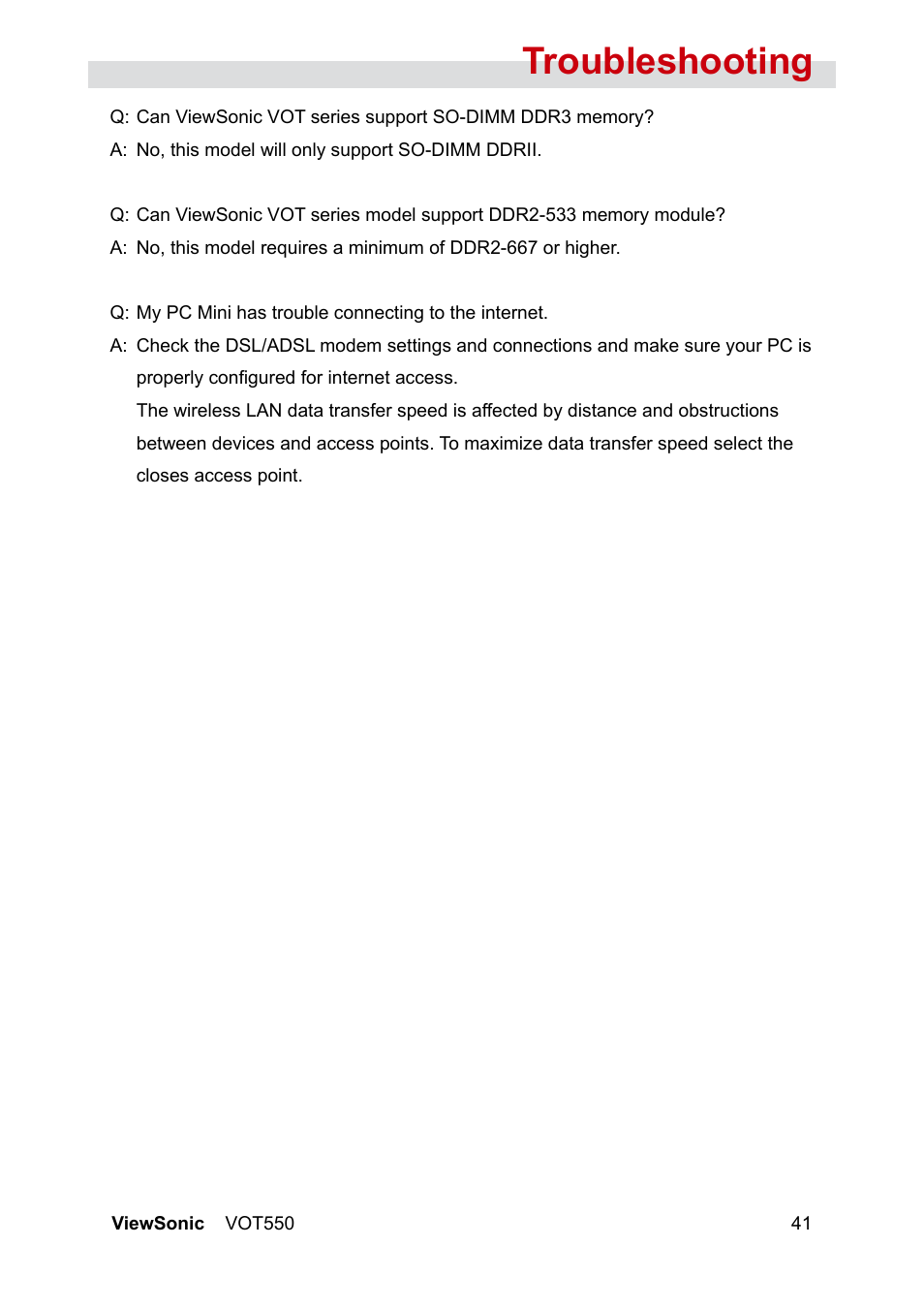 Troubleshooting | VIEWSONIC VS12663 User Manual | Page 47 / 52