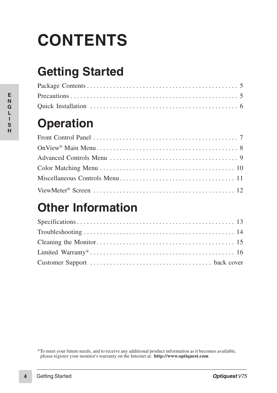VIEWSONIC Optiquest V75 User Manual | Page 5 / 18