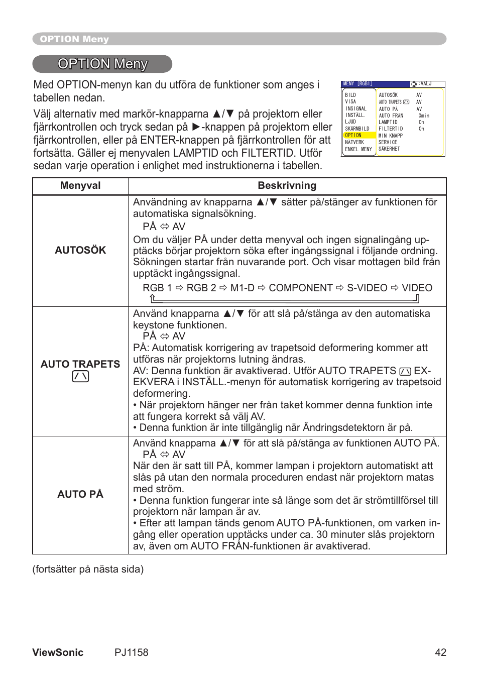 Option meny | VIEWSONIC VS11459 User Manual | Page 47 / 115