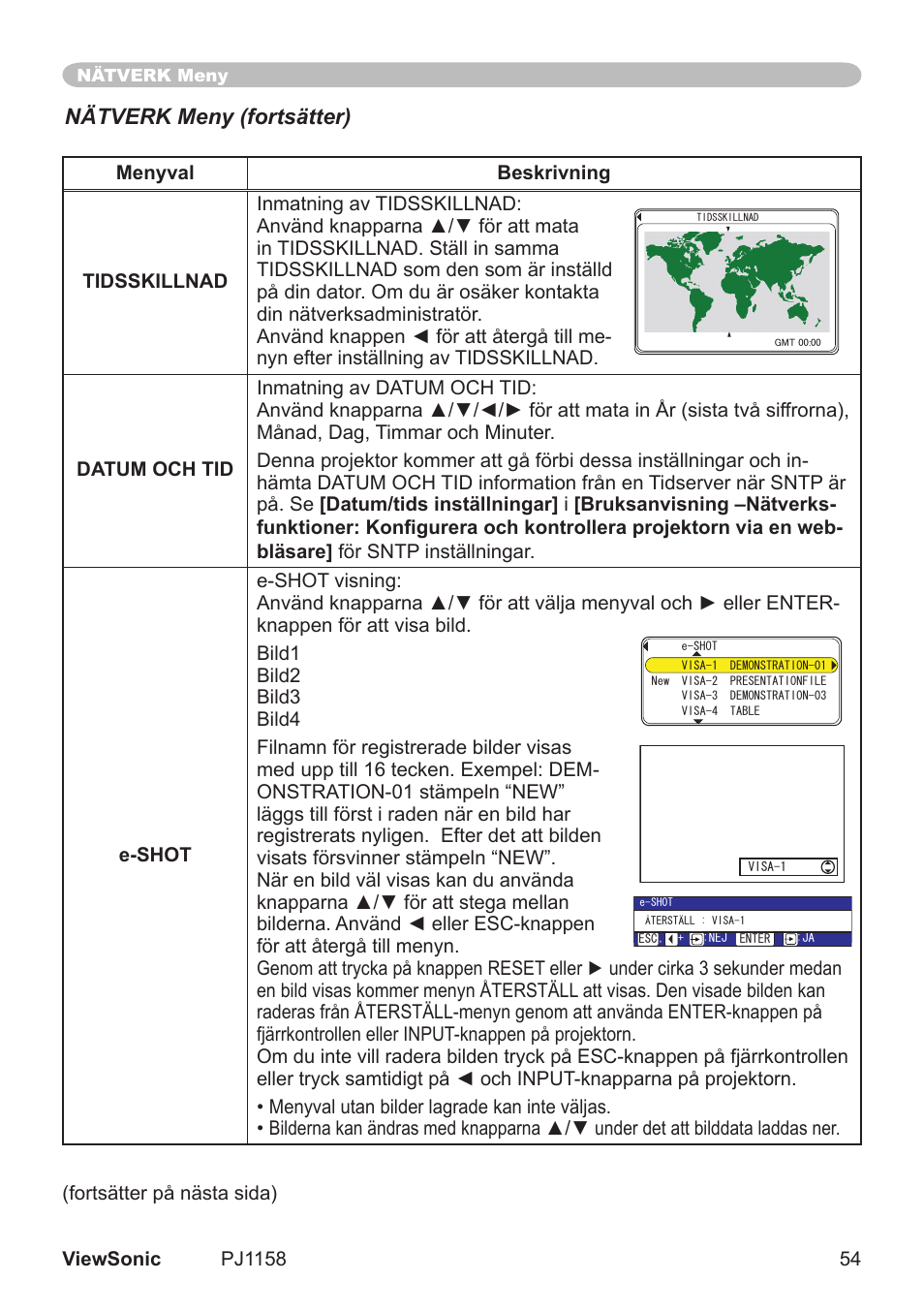 Nätverk meny (fortsätter) | VIEWSONIC VS11459 User Manual | Page 59 / 115
