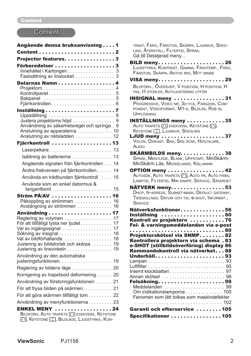 Content | VIEWSONIC VS11459 User Manual | Page 7 / 115