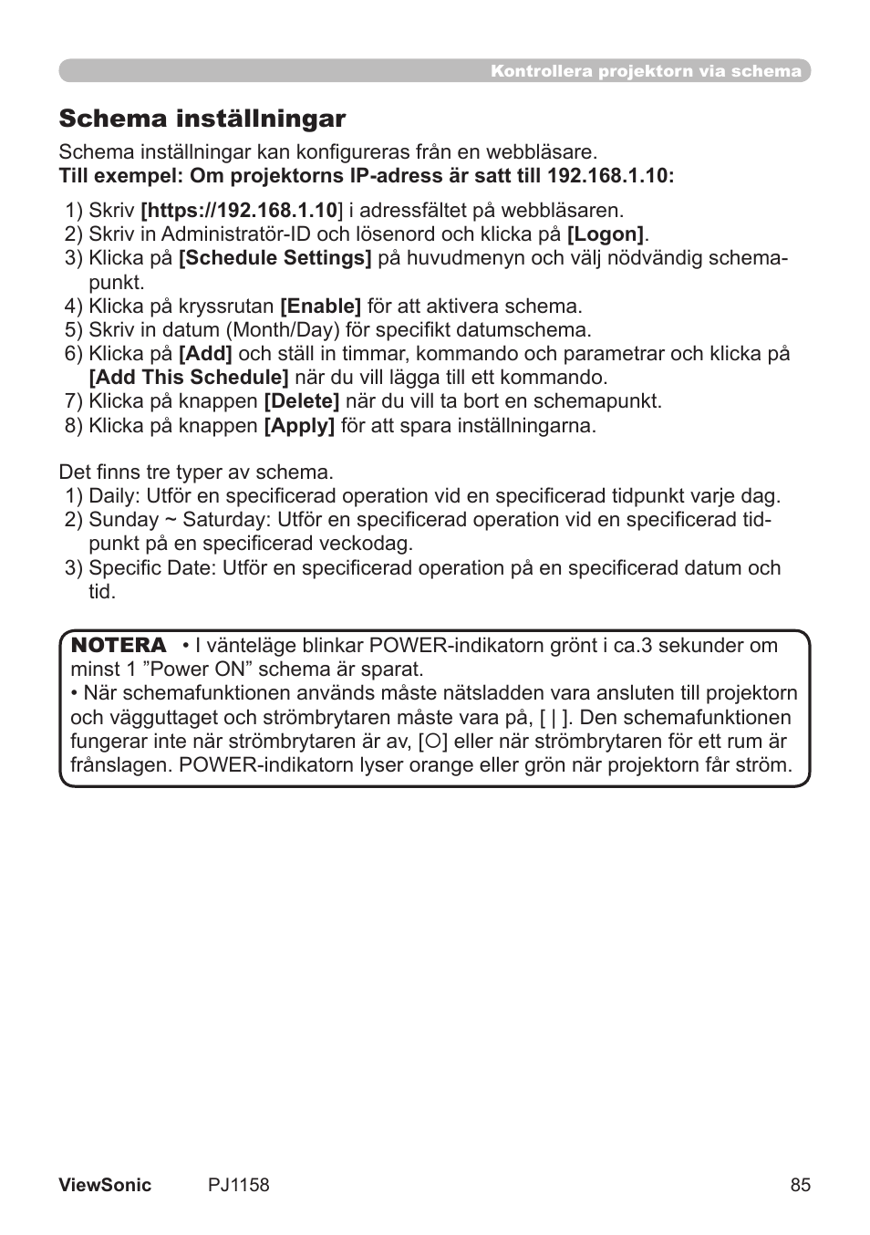 Schema inställningar | VIEWSONIC VS11459 User Manual | Page 90 / 115