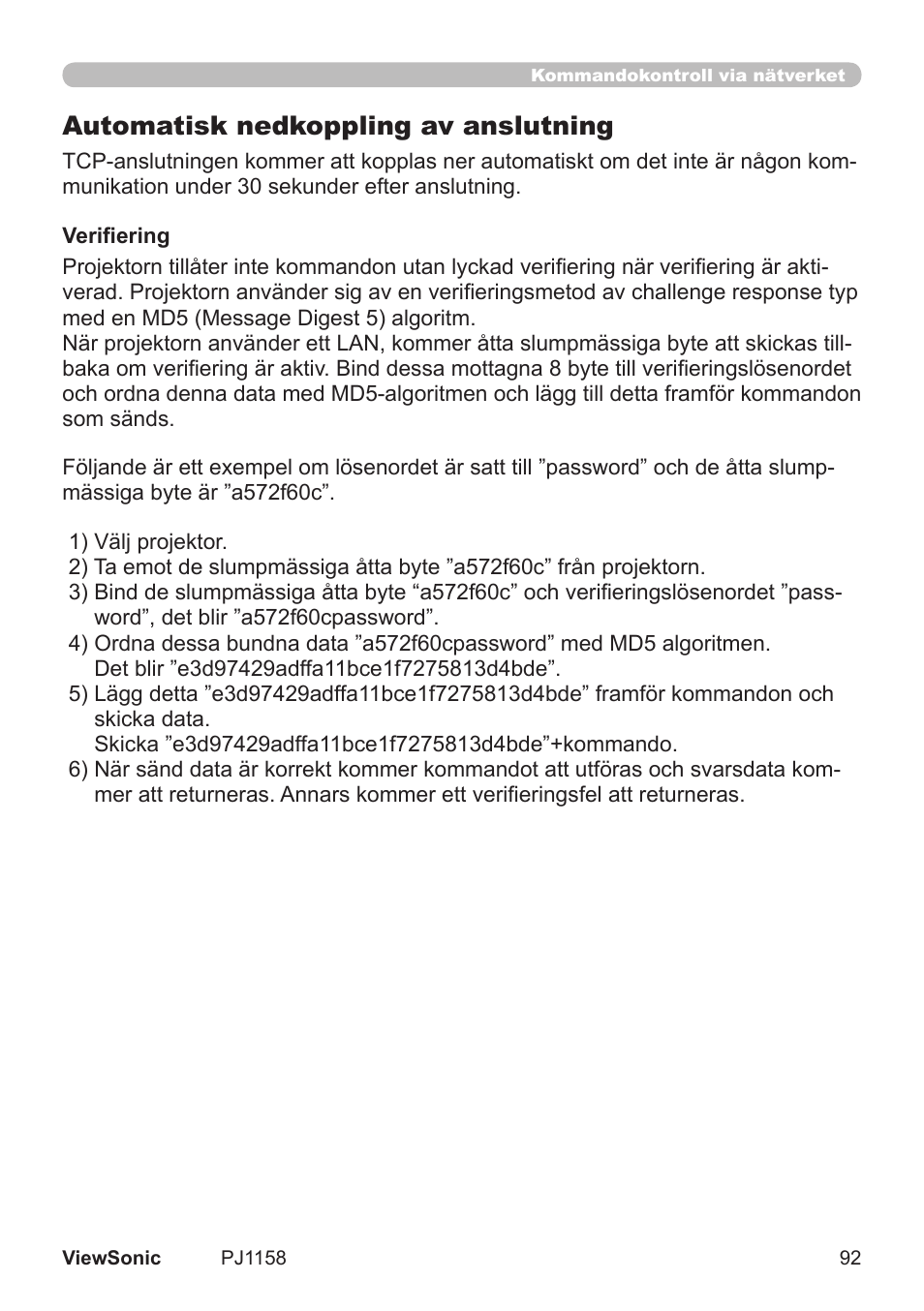 Automatisk nedkoppling av anslutning | VIEWSONIC VS11459 User Manual | Page 97 / 115
