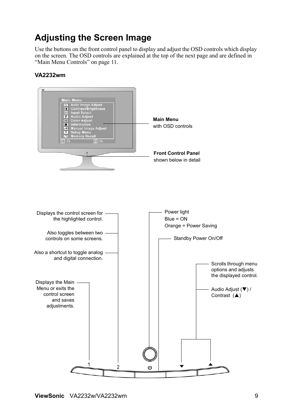 Adjusting the screen image | VIEWSONIC VS12910 User Manual | Page 11 / 25
