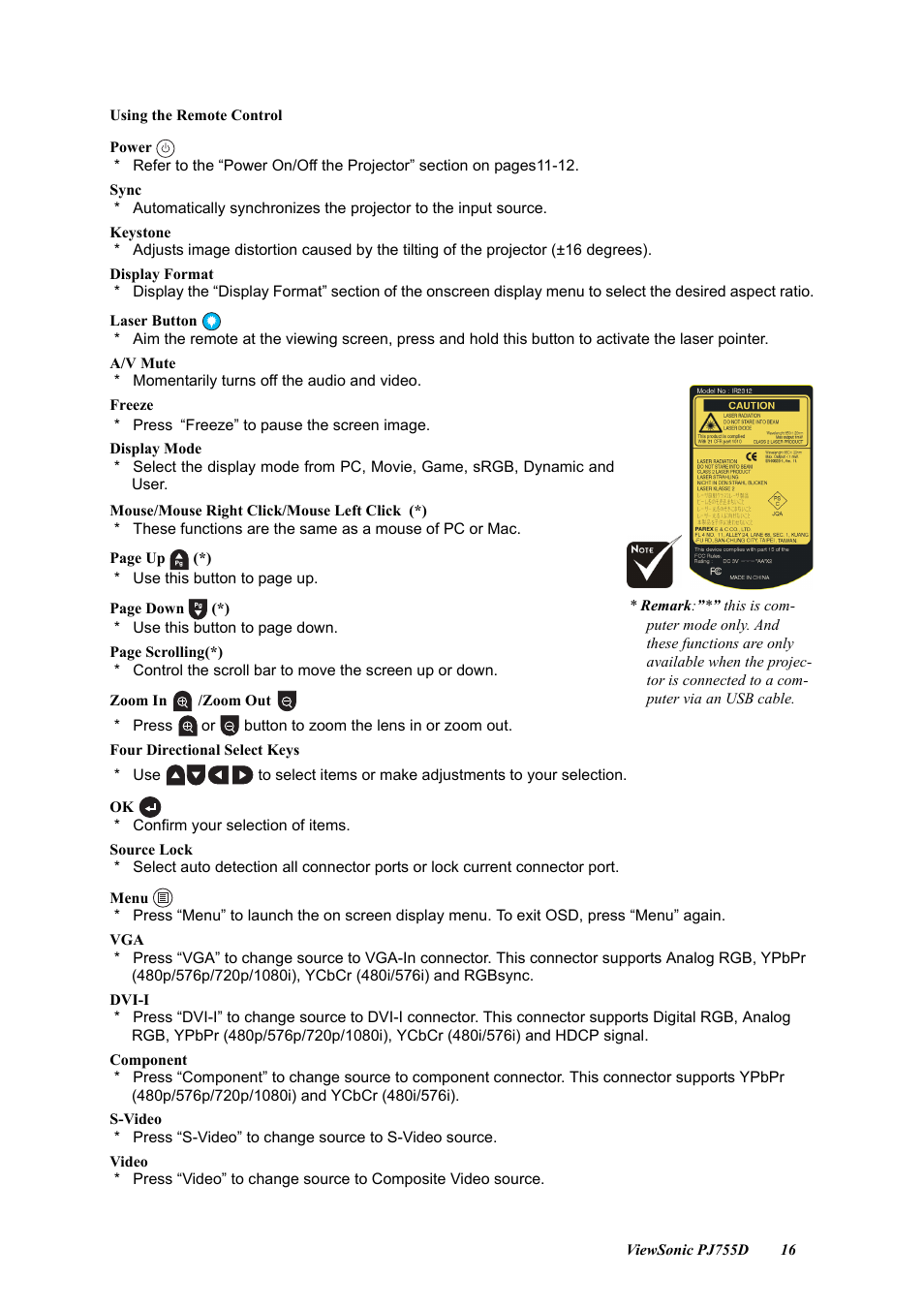 VIEWSONIC PJ755D User Manual | Page 18 / 32