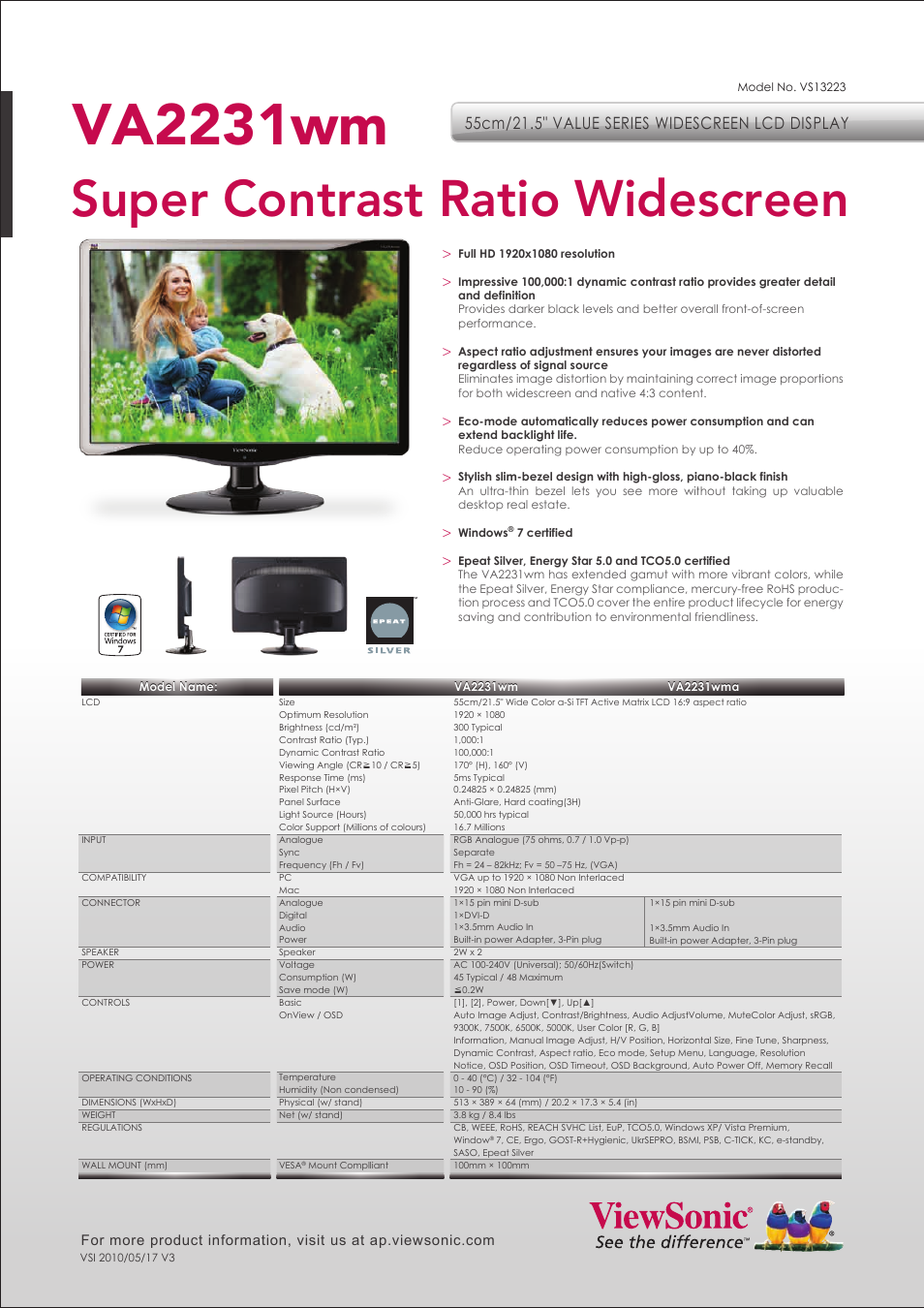 VIEWSONIC Value Series VA2231wm User Manual | 1 page