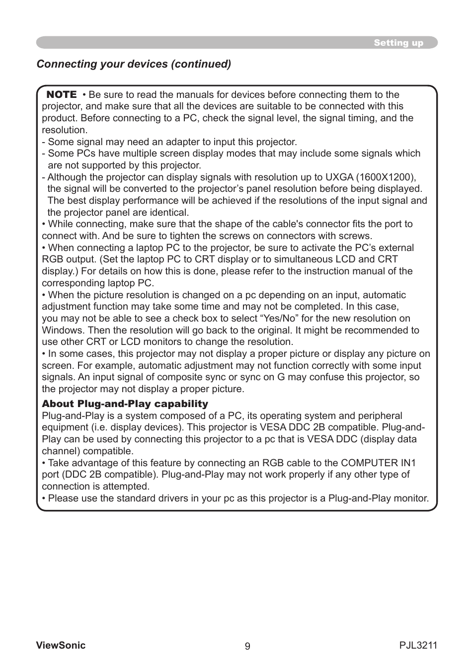 VIEWSONIC PJL3211 User Manual | Page 14 / 78