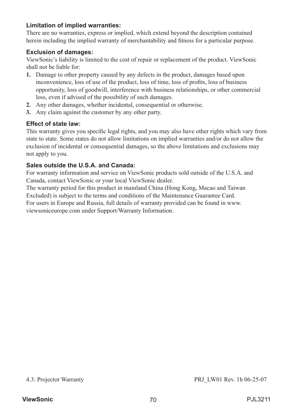 VIEWSONIC PJL3211 User Manual | Page 75 / 78