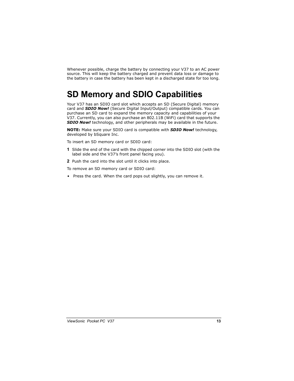 6' 0hpru\ dqg 6',2 &dsdelolwlhv | VIEWSONIC V 37 User Manual | Page 20 / 92