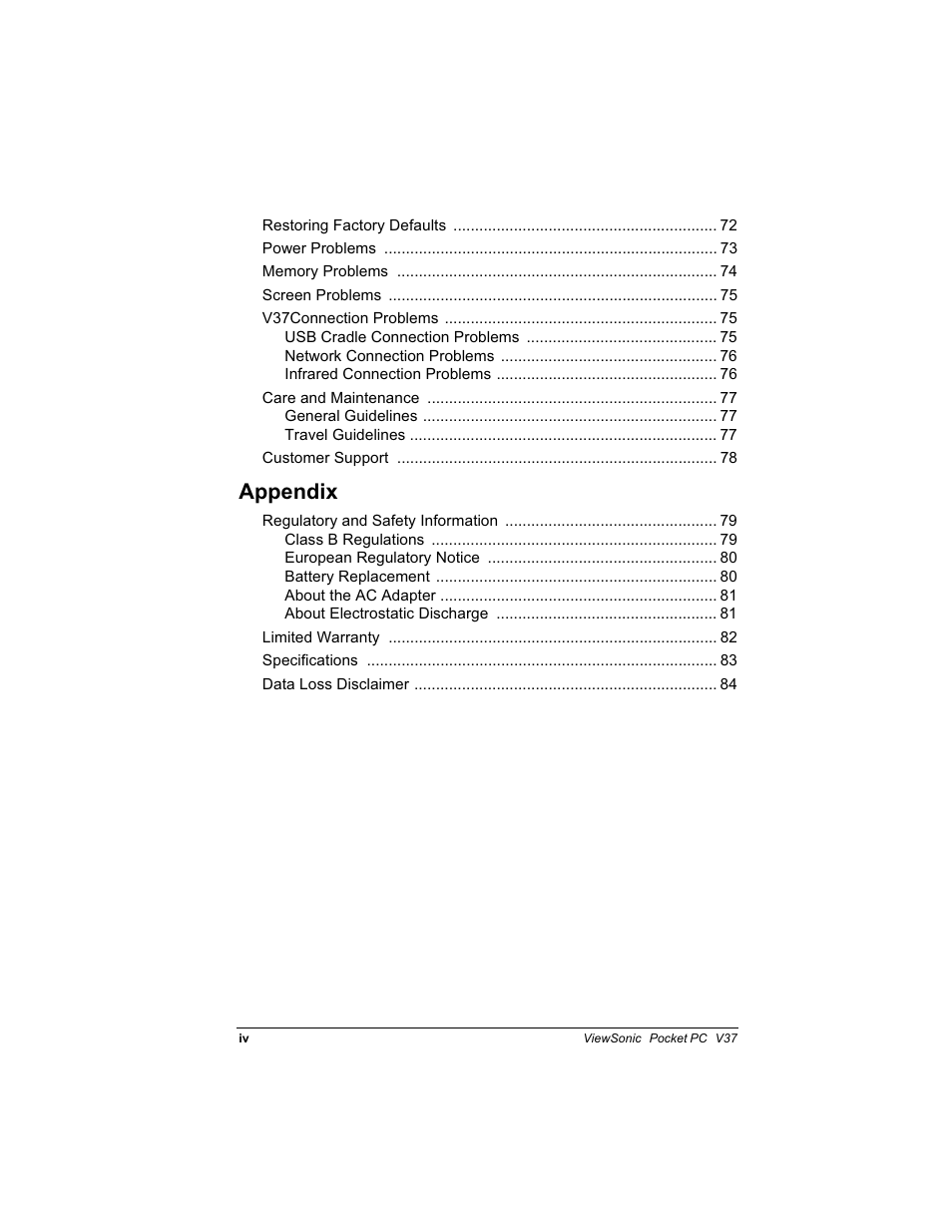 Sshqgl | VIEWSONIC V 37 User Manual | Page 5 / 92