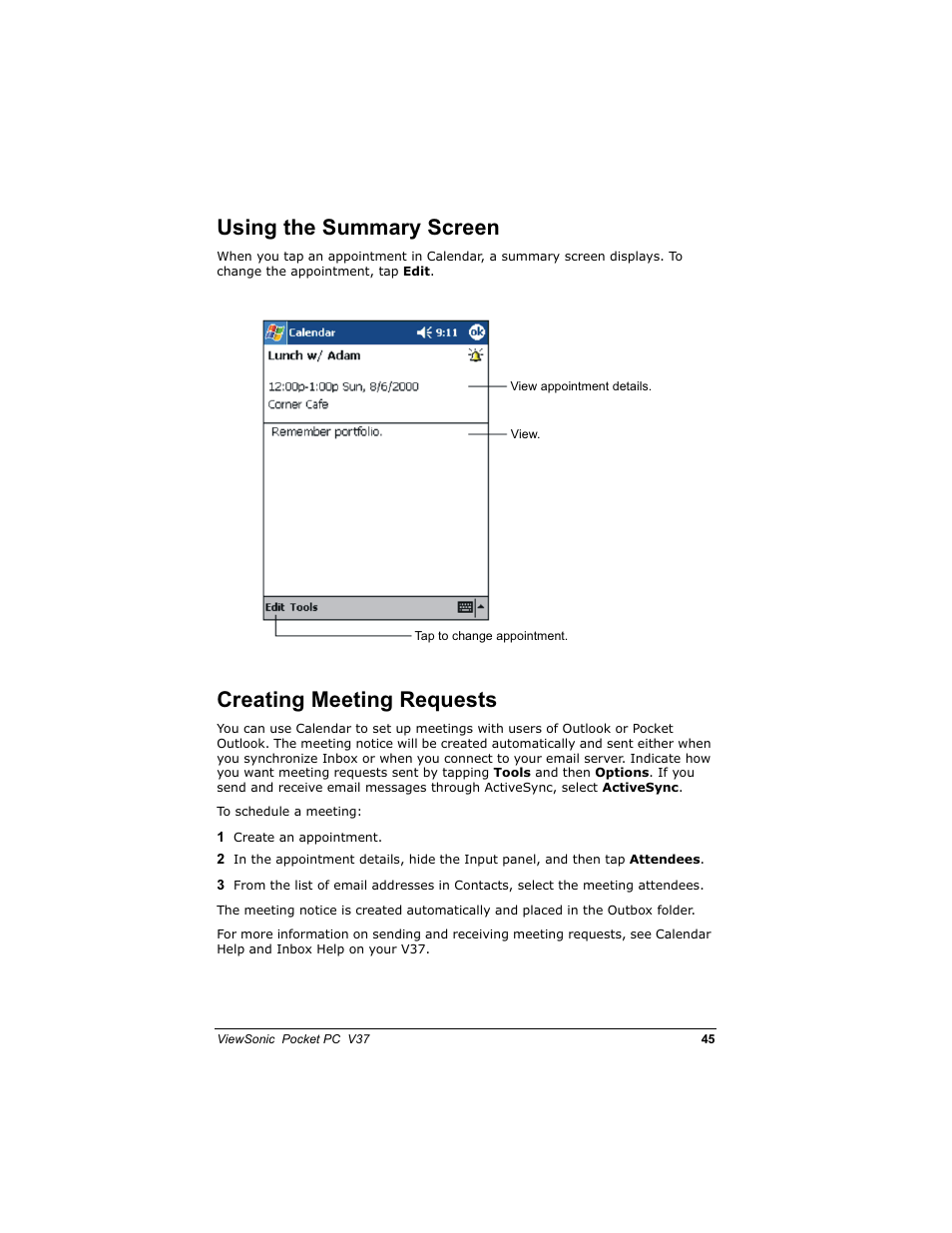 8vlqj wkh 6xppdu\ 6fuhhq, Uhdwlqj 0hhwlqj 5htxhvwv | VIEWSONIC V 37 User Manual | Page 52 / 92