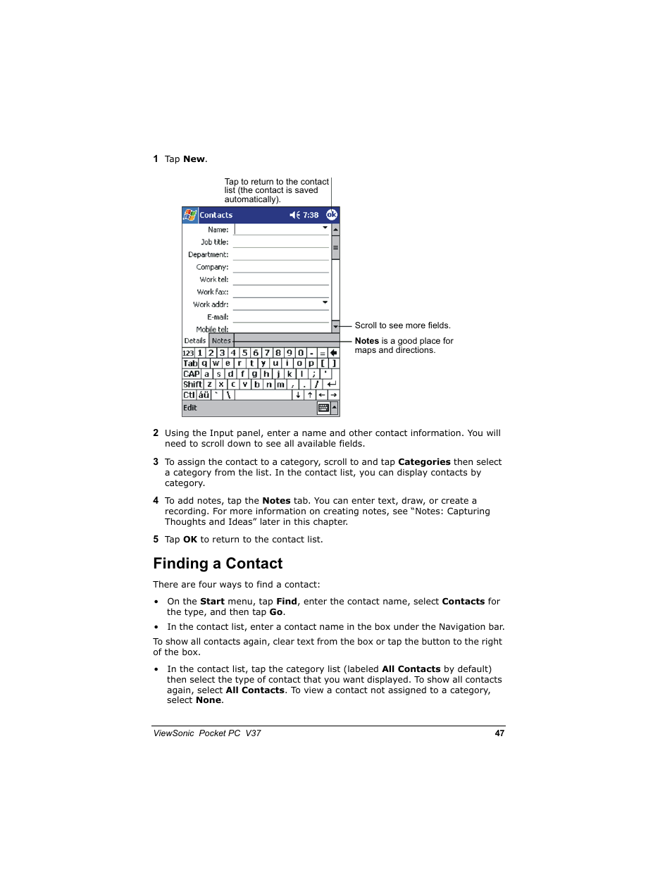 Lqglqj d &rqwdfw | VIEWSONIC V 37 User Manual | Page 54 / 92