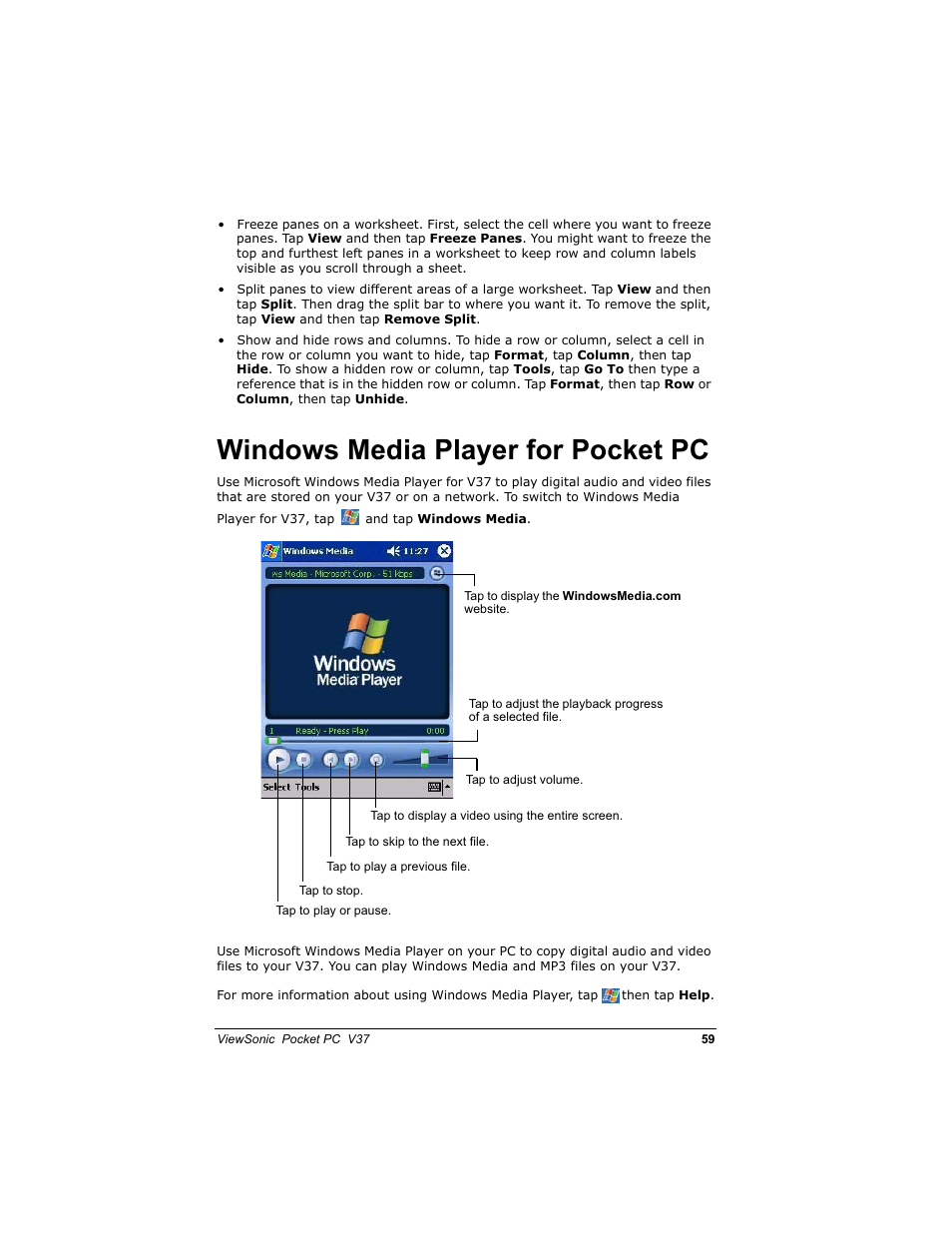 Lqgrzv 0hgld 3od\hu iru 3rfnhw 3 | VIEWSONIC V 37 User Manual | Page 66 / 92