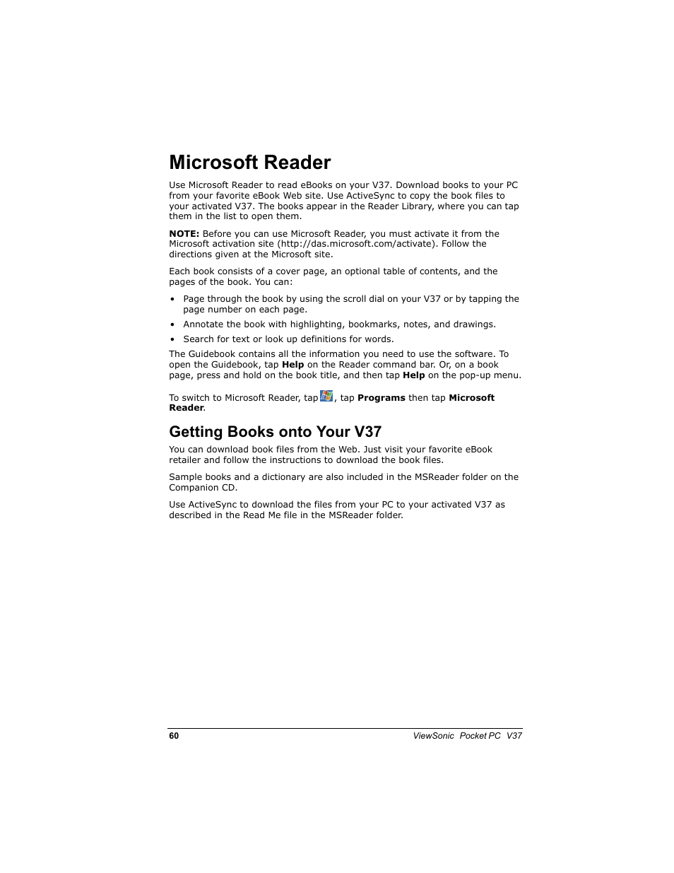 0lfurvriw 5hdghu, Hwwlqj %rrnv rqwr <rxu 9 | VIEWSONIC V 37 User Manual | Page 67 / 92